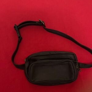 Men's Brown Leather Belt Bag/Fanny Pack with Zip Pockets